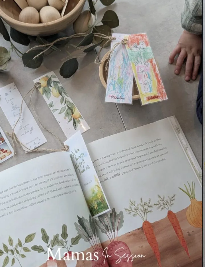 Handmade bookmarks drying on the table