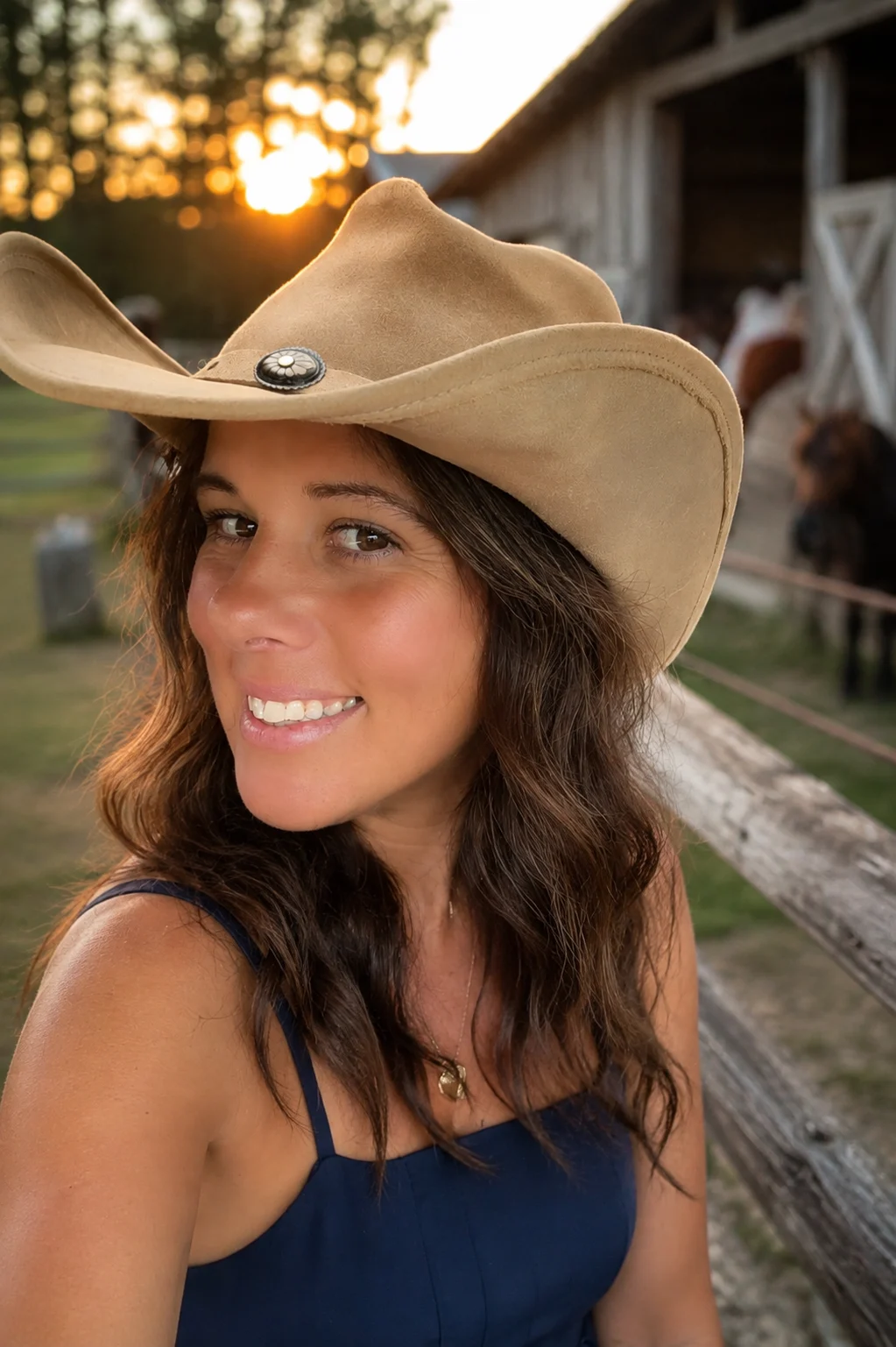 Krystal Marie by the barn at sunset