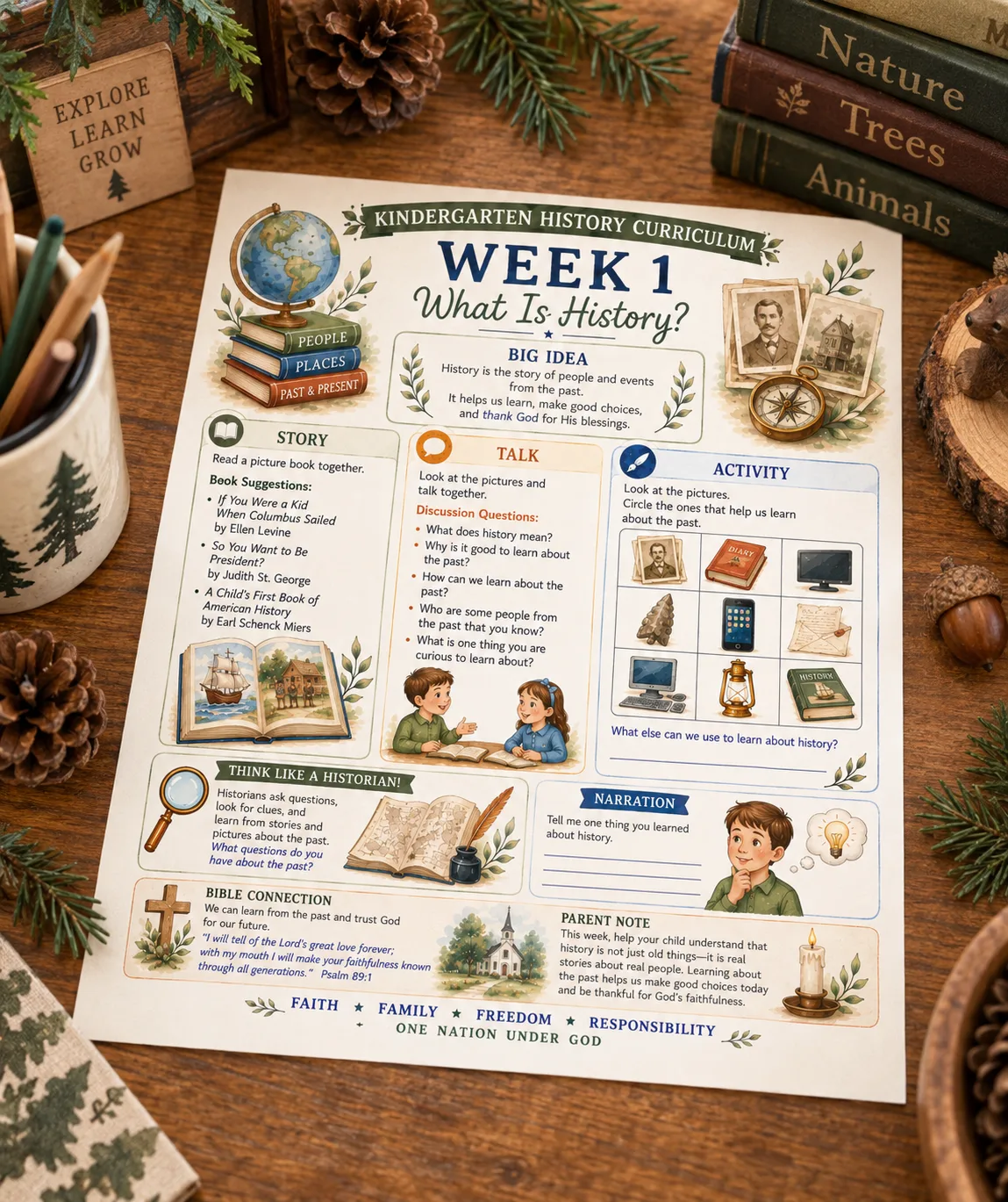 A history worksheet flat lay